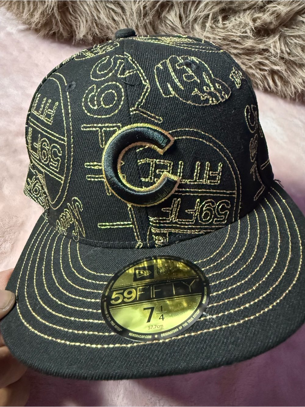 New Era Black and Gold Embroidered 'C' Fitted Cap